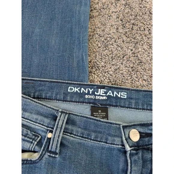 DKNY Jeans Soho Skinny Jeans Women's Personalized Patchwork Detail Denim Pants - Picture 6 of 7